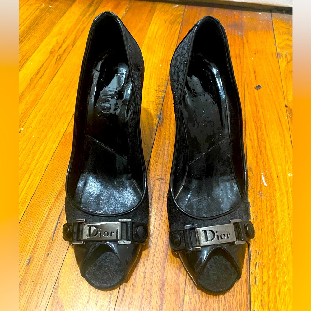 Dior peep toe stilettos, slightly worn but in decent shape and VERY comfortable
